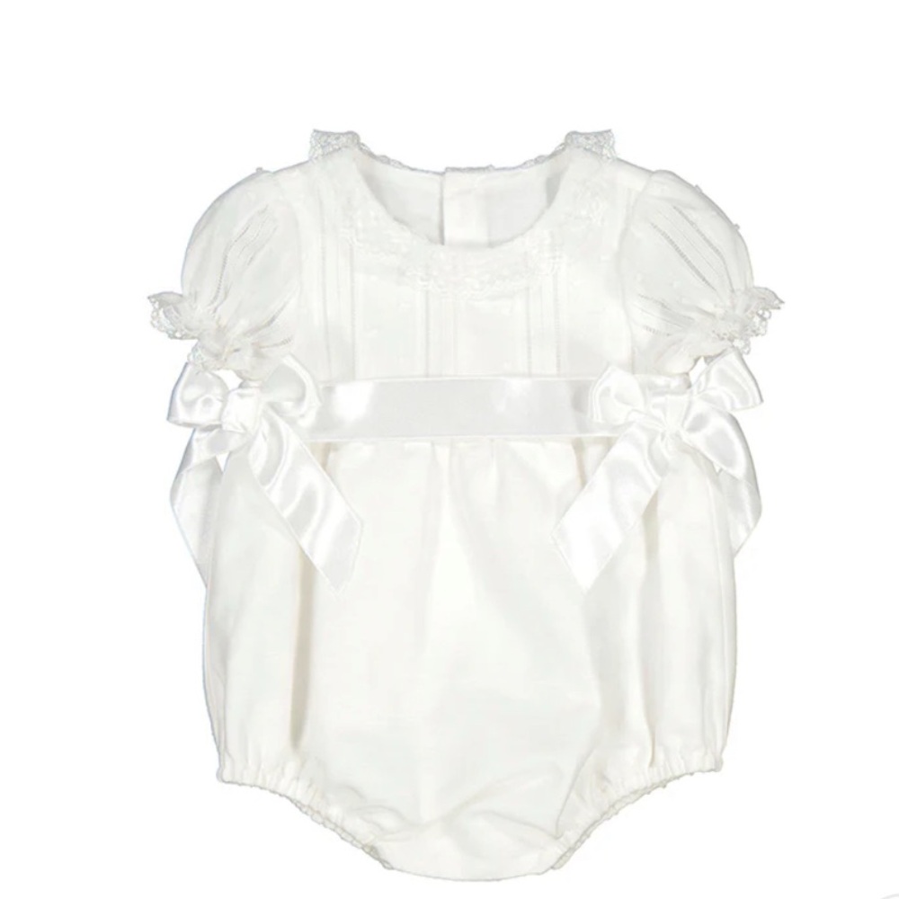 WHITE DRESSY LINEN ONSIE 2-4 m